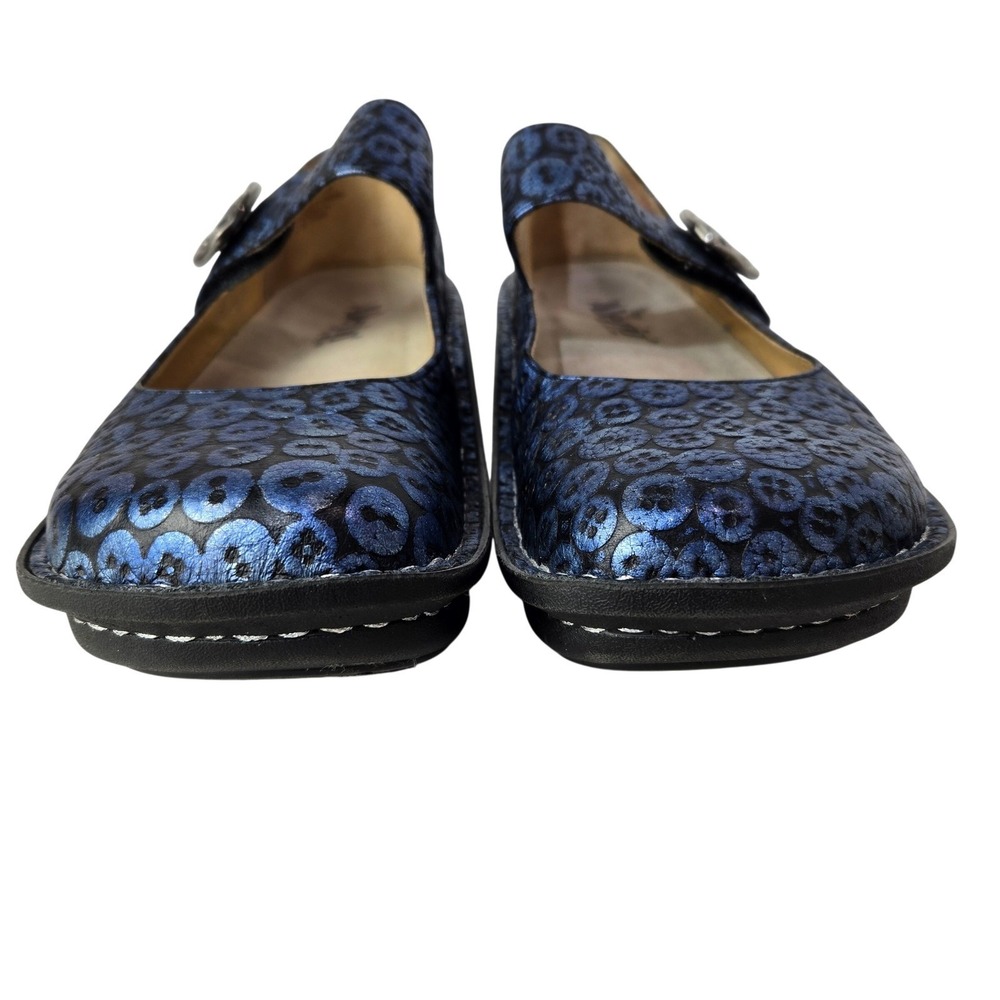 Alegria Size 6 Paloma Mary Jane Metallic Leather Button Embossed Clogs #1306 - Picture 4 of 11